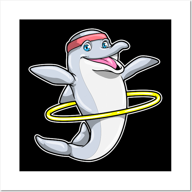 Dolphin at Fitness with Swing ring & Headband Wall Art by Markus Schnabel